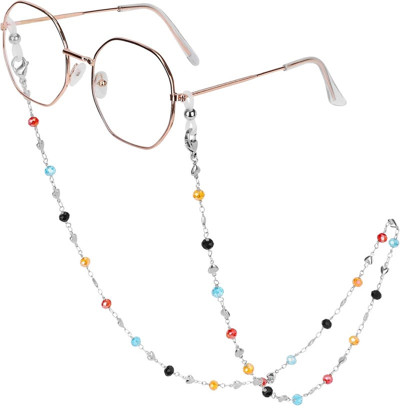 Hongeely Eyeglass Chain Silver Stainless Steel Handmade Necklace for Reading Glasses Sunglass Beaded Chains for Men Women - Image 1